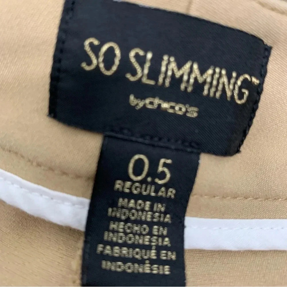 Chicos So Slimming 0.5 Pants Small/6 Beigh Straight Leg Front Zip Pockets Work - Picture 7 of 12